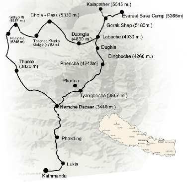 Landkarte Everest 15 Landkarten