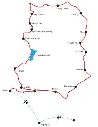 Karte Upper Dolpo 15 Landkarten